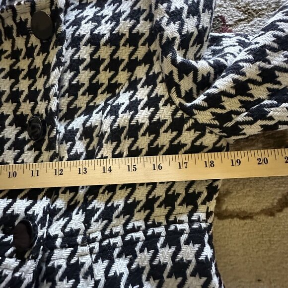 Express Pea Coat Wool Blend Houndstooth White Black Y2K Women's Size S‎ New - Picture 12 of 12